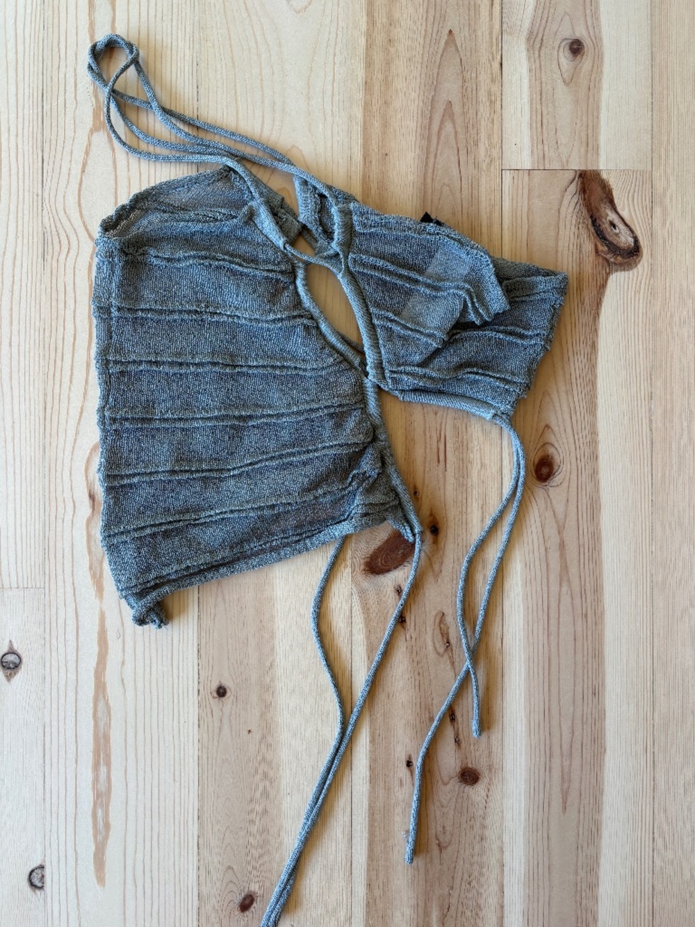 Jaded London Brown Mesh Halter Crop Top Cutout Tie Back Size L